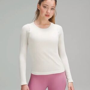 Lululemon Ebb to Street Waist-Length Long-Sleeve Shirt in Bone
